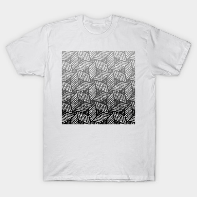 Japanese style wood carving pattern in gray T-Shirt by MariaMahar